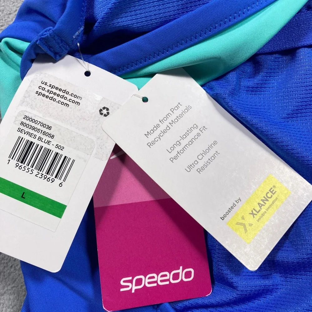 Speedo One Piece Swimsuit Womens Large Blue Performance